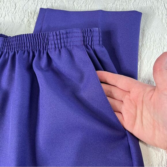 Alfred Dunner Purple Grandma Pants Elastic High Waist Comfy Tapered Ankle - Picture 3 of 5